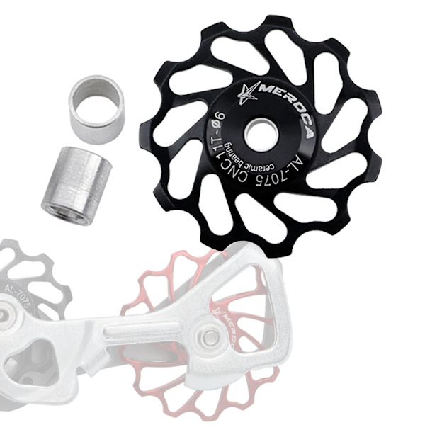 2 x Racer Cykel Keramisk Trissa Bakväxel 11T/13T Guide Lager Jockey Hjul 11T Svart