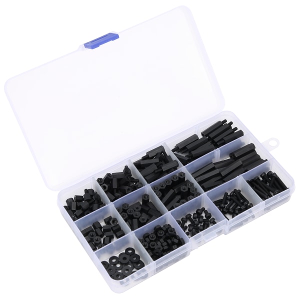 Skruvmutterbultsats Set M3 Nylon Hex StandOff Sortimentssats Boxed Fastener Black