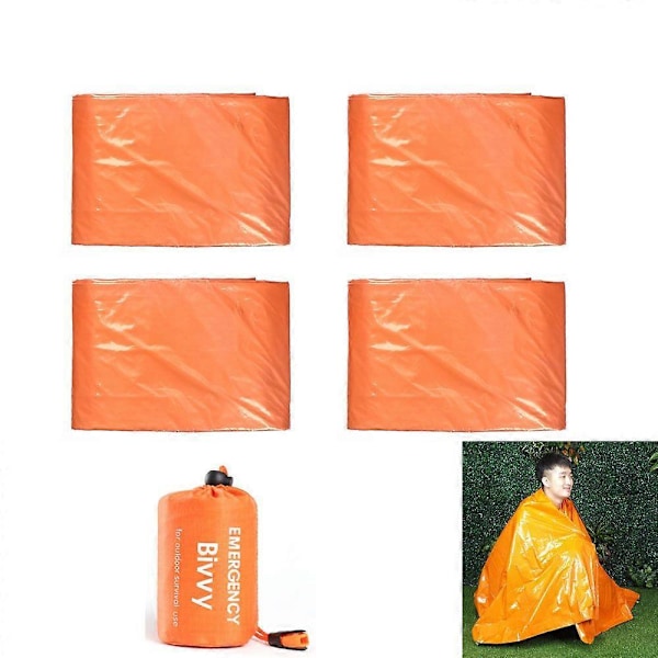 4x Utendørs Nød Termisk Vanntett Sovepose (oransje, 210x130cm)