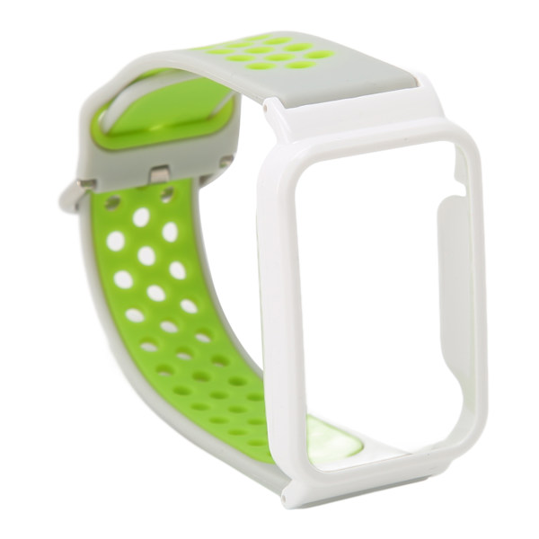 Andningsbart watch i silikon med skyddande bumperfodral Case Passar för Mi Band 7 Pro Grå grönt och vitt case