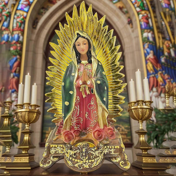 Guadalupe Neitsyt Marian Pöytäkoriste Sisätilojen Takka Hyllylle