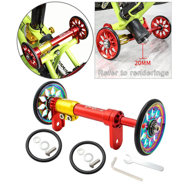 Easy Wheel Teleskopstang Foldecykel Easywheel Bageste Last E x tension Stang Rød Farverig