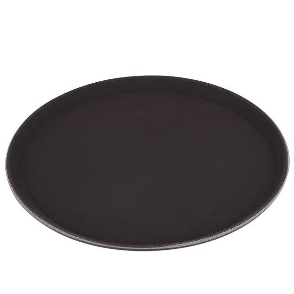 Runde serveringsbrett i plast for tesett, frukt, godteri og mat, svart (28 cm)