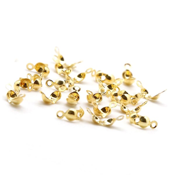 100 stk. Perletips Knutedeksler Mote Metall Håndlagde Clamshells Crimp Bead Tips Knutedeksler DIY Smykketilbehør Gull