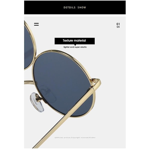 Oversized Cat Eye Designer Solbriller for Kvinner med Gullramme og Blå Linser