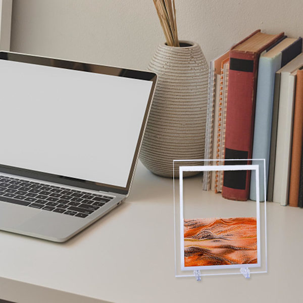 2 x 3D Rörlig Sandkonst Bild Dynamisk Flödande Display Rörelseram Dekor