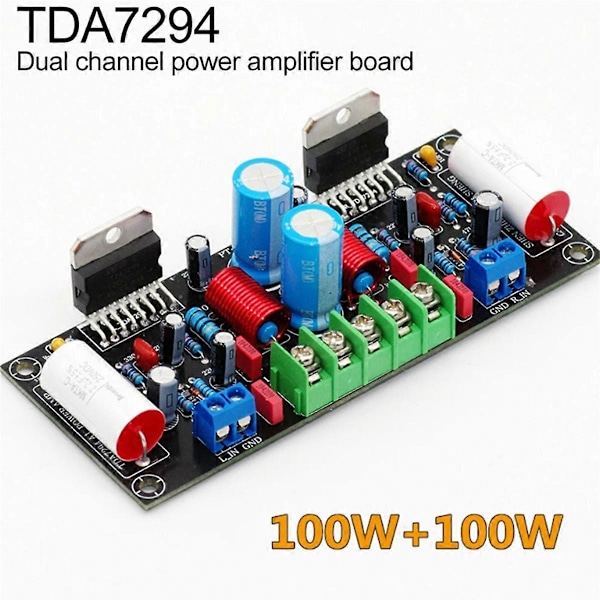 TDA7294 100W+100W Dubbelkanalig Ljudförstärkningskort färdigmonterad