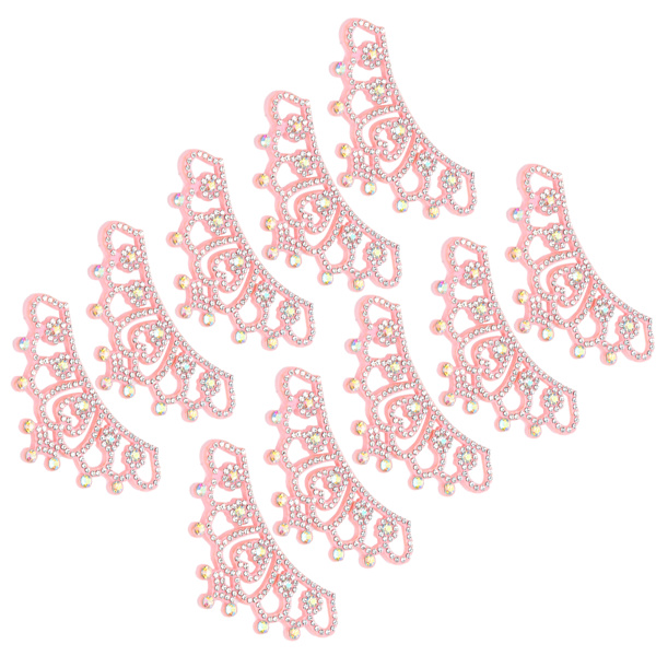 10 st Rhinestone tyg applikationer kronformade lappar kläder tillbehör 8,8x4,5 cm rosa blomma typ