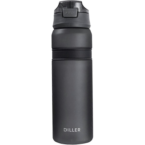 Vandflaske med sugerør 850ml Gmy Sports Tidsmarkeringer BPA-fri D37 (850ml, Grå)