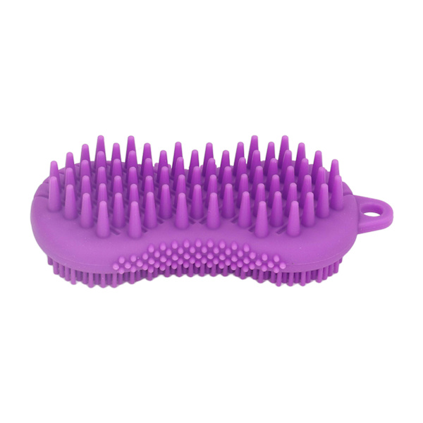 Silikon Kroppsskrubber Dual Side Ergonomisk Håndtak Sikker Silikon Kroppsmassasje Silikon Kroppsbørste for Kroppshår Lilla
