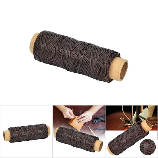 50 meter/rulle 150D/16 Läderhantverk platt sytråd Handsömmar vaxad tråd (djupbrun)