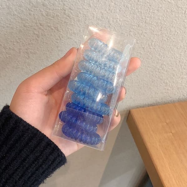 Elastiske hårbånd med spiralledningform, komfortable spiralhårbånd for jenter, gradient blå
