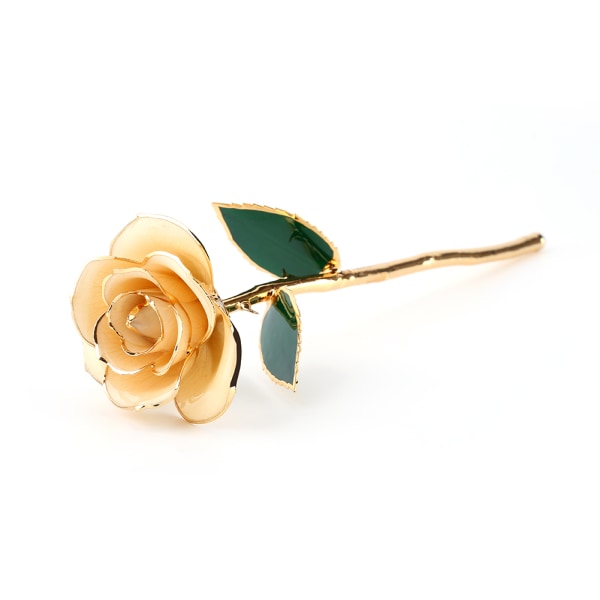Lang stilk 24 k gull dyppet rose blomst rett håndtak ornamenter håndlaget gave