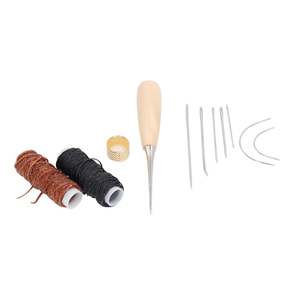 Läder sömnad verktyg kit DIY rostfritt stål bärbar läder sömnad kit med vaxad tråd för tyg presenning