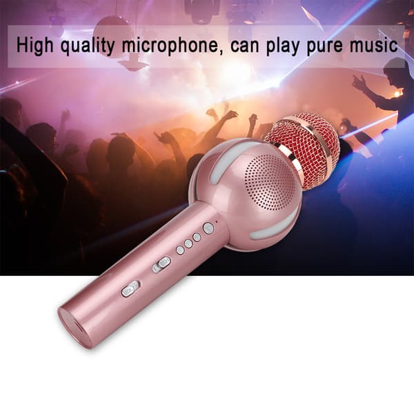 Multifunksjonell trådløs Bluetooth-mikrofon for telefon til karaoke (Rosegull)
