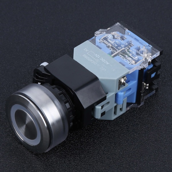 Kompakt trykknapkontakt med blåt lys 30 mm installationsdiameter LA38 Ac DC12V (selvlåsende)
