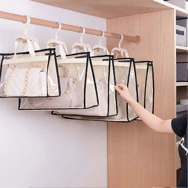 Handväskförvaring, Handväska Organizer Förvaringsväska Transparent Dammtät Handväska Förvaringsväska för Hängande Garderob med Dragkedja (5-pack)