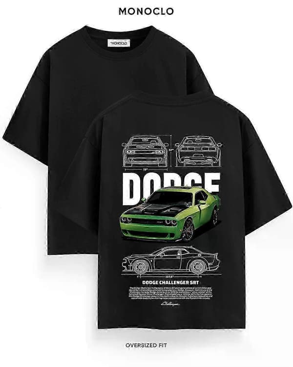 Dodge Challenger Srt Grøn T-shirt Rockinstone Ny S