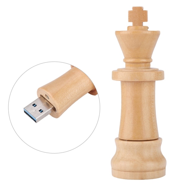 Wooden Chess Shape Datalagring USB 2.0 Flash Drive U Minnedisk kompatibel USB1.1(32GB)