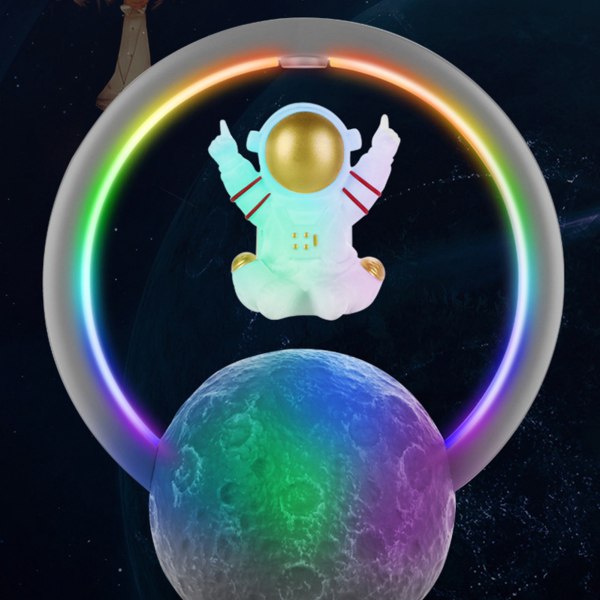Bluetooth högtalare RGB Light Touch Justering 360 graders Surround Magnetisk Levitation Astronaut Högtalare 598A Guld
