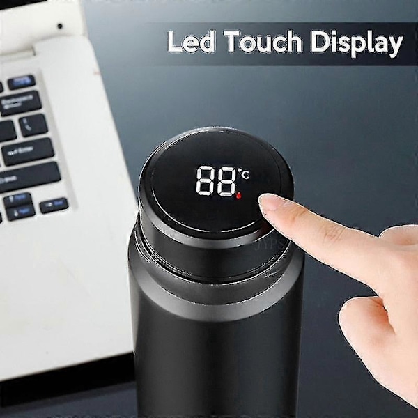 Smart Termokande 1000ml - Holder Koldt og Varmt - Temperaturdisplay - Vakuumflasker til Vand, Te, Kaffe 500mlpinkblue
