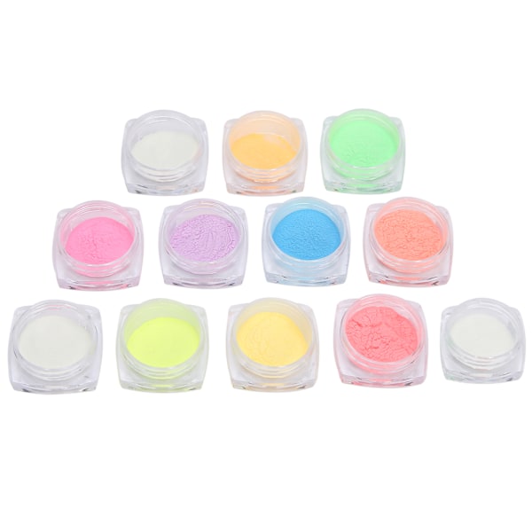 12 st DIY nagelglitter fluorescerande pulver nagelkonst lysande pulver nagelspetsar dekoration