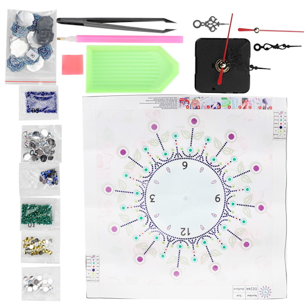 Diamantmaleri Klokke Sett Stille DIY Henge Håndverk Stue Veggdekorasjoner DZ244