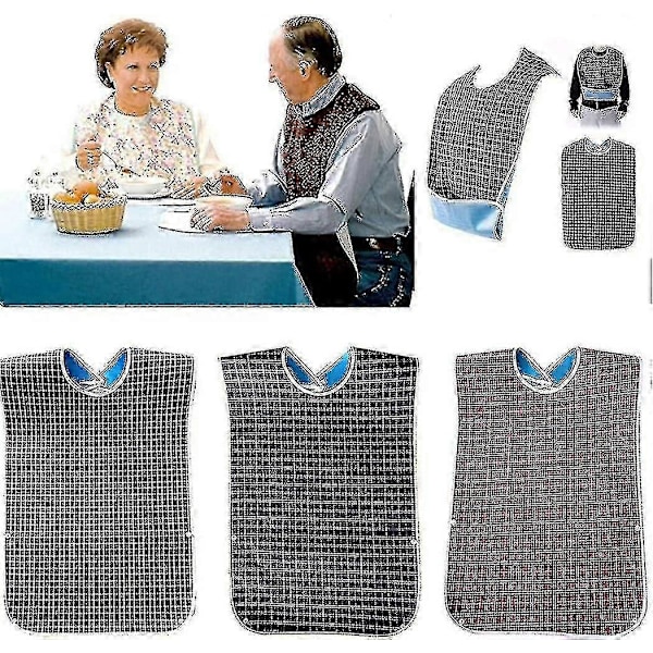 3-pack Vuxenhaklappar med Smulskydd - Tvättbar Vuxenhaklapp, Stor Vuxen