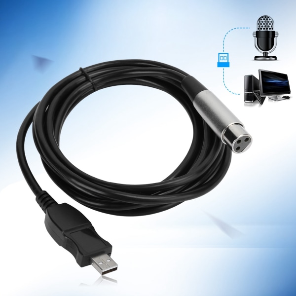 Mikrofonin mikrofoniliitäntäkaapelisovitin USB -XLR-mikrofoniliitäntäkaapelin johto 3 metriä
