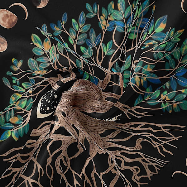Tree of Life -seinävaahto - Moon Sun Black Psykedeelinen Mandala Starry Sky Hippie-sisustus makuuhuoneeseen (1 kpl)