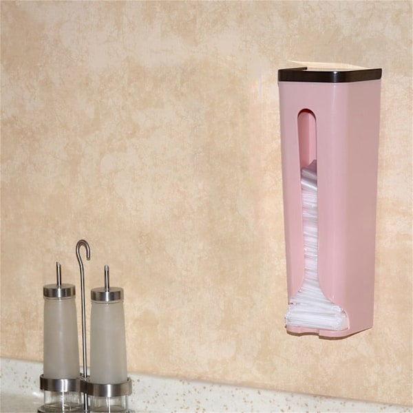 2-pack väggmonterad soppåshållare, självhäftande förvaringsorganisatör för kök, rosa, 31 x 10 x 10 cm / 12,2 x 3,9 x 3,9 tum