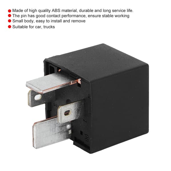 4 stift SPST-relä svart ABS-kit tillbehör för bil, fordon, lastbil DC12V 80A