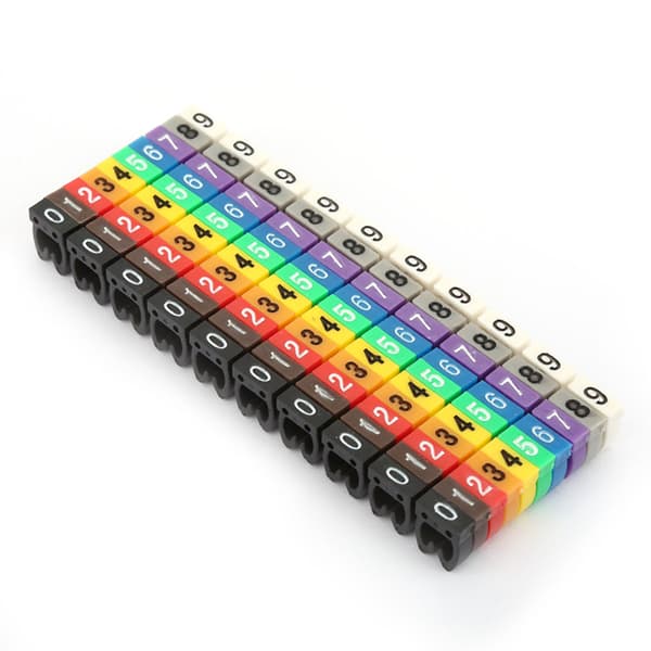 Digitalt nummermærke til ledninger, kabelmarkør, farverig (100 stk. 4mm²)