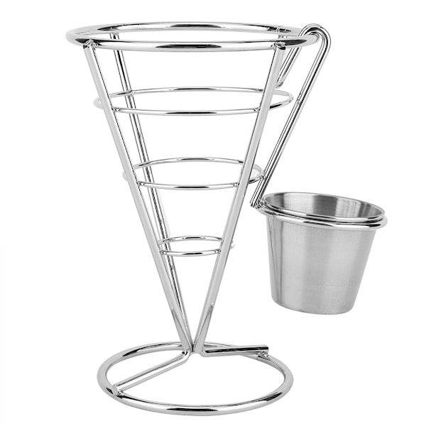 Plettert pommes frites-stativ, buffé-kjegle, snacks-displaystativ, pommes frites-kurver (enkelt kopp)