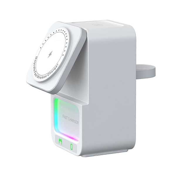 15W 5 in 1 Laturi Magneettiset Yövalot Bluetooth-kaiutin Valkoinen