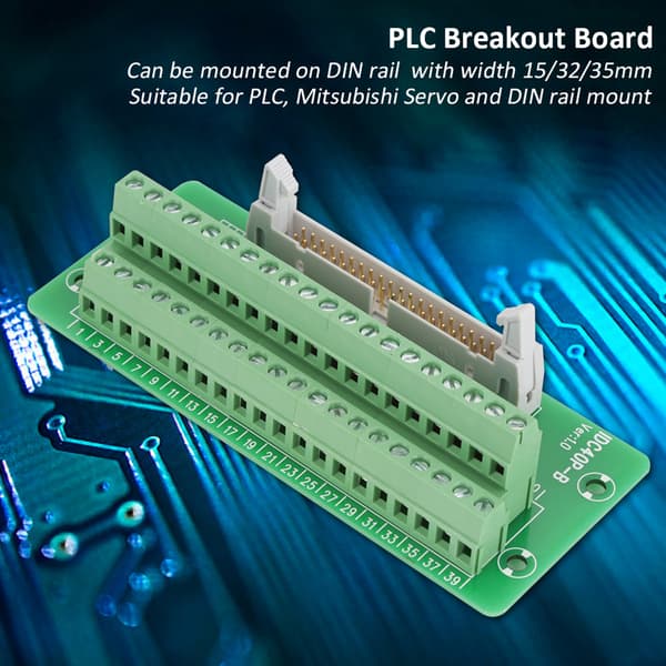 IDC40P 40-benet hanstik breakout board klemrække PLC-interface med beslag