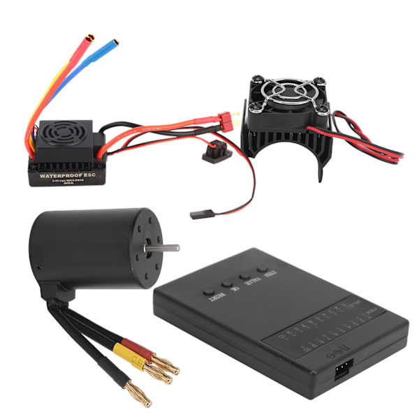 3650 3600KV Borstlös Motor 60A ESC Programmeringskort Värmeavledningskombination Set för 1/8 1/10 RC Bil