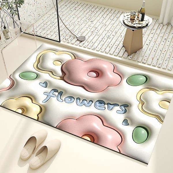 Piirretty 3D Imuva Matto Kylpyhuoneeseen - Liukumaton Kylpyhuoneen Matto (50x80cm)