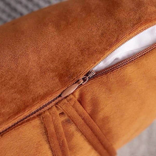 Høst Dekorativ Stripet Fløyel Pynteputetrekk Myke Ensfargede Putetrekk Firkantede Putetrekk for Seng Sofa Bil Stue 2 Stykker 45x45cm