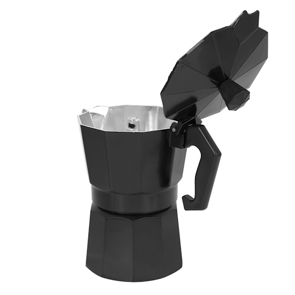 300ML 6-kopper kapacitet aluminium kaffemaskine Moka Pot tilbehør til kontor hjemmebrug Sort