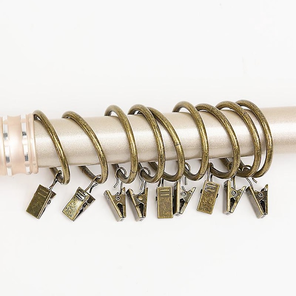Metallringar, set med 50 gardinringar, 32 mm, med rostfria gardinringar, brons gardinringar med klämmor