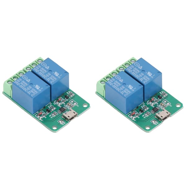 2 stk. relémodul 2 kanaler 5V Plug and Play USB PC Intelligent kontroll elektrisk relé