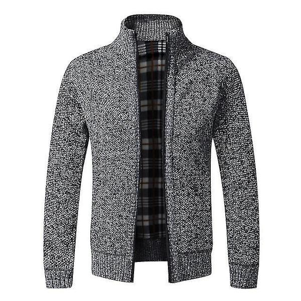 Lækker Mænds Mørkegrå Fleece Lynlås Cardigan