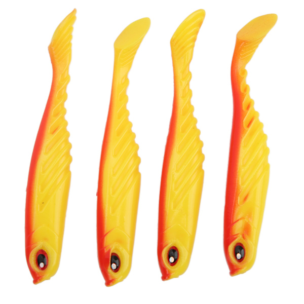4PCS AR48 75mm/3.2g T-svans mjukt bete Dubbla färger Konstgjorda fiskedrag Wobblers Red Back