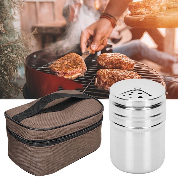 6 stk krydderglass pepper saltkrukke kjøkken krydderboks med oppbevaringspose utendørs camping grill
