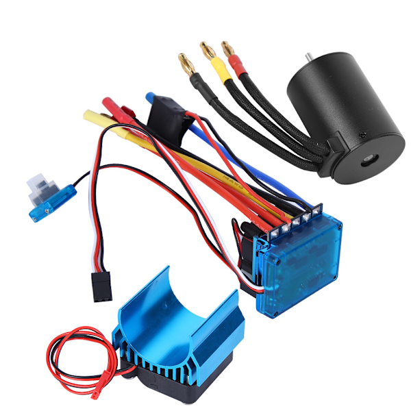 3650 Motor 3100Kv Borstlös ESC Kylfläns Set för 1/10 RC Bilmodell Tillbehör(80A )