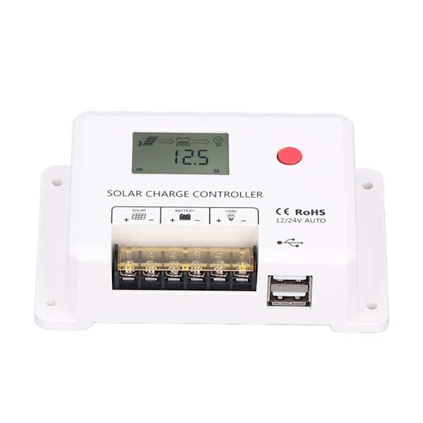 PWM solcellsladdningsregulator 10A IP32-skydd LCD-display 12V/24V automatisk igenkänning för husbilar basstationer