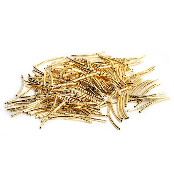 200 st krökta nudlar rör distanspärlor långa eleganta twist DIY smycken gör tillbehör guld