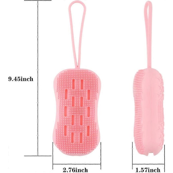 3-pack Dubbelsidig Silikon Kroppsskrubb Badborste för Djuprengöring, Exfoliering, Supermjuk Si