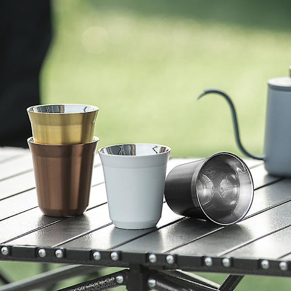 Dubbelväggiga Isolerande Espressokoppar i Rostfritt Stål - Set om 4 (160ml)